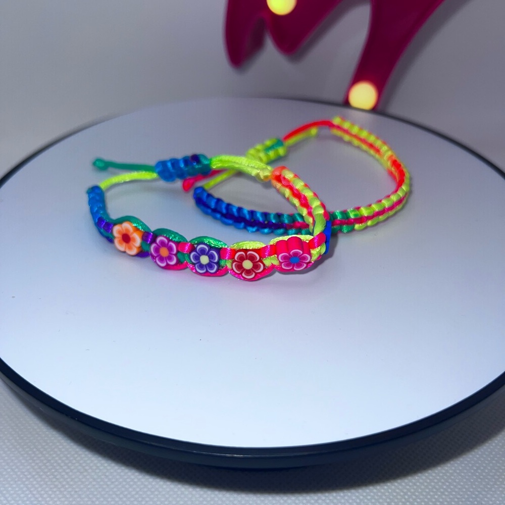 NWOT - Neon Flower Power Bracelets!! - Picture 3 of 3